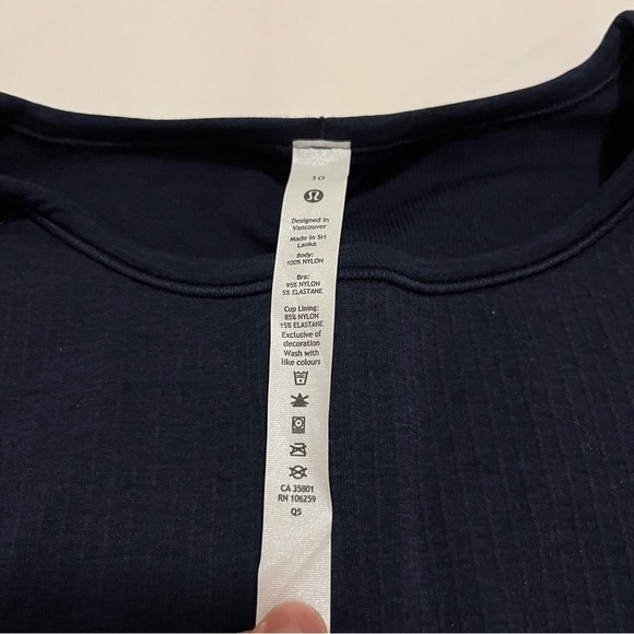 Lululemon Ebb to Street Long Sleeve True Navy Ribbed cropped size 10 NWT sports - Picture 15 of 16